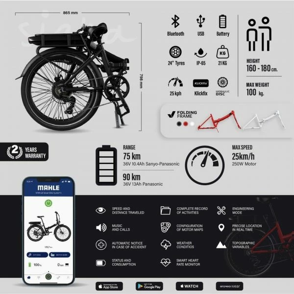 VÉLO DE VILLE PLIANT À ASSISTANCE ÉLECTRIQUE 24" - LEGEND SIENA 13AH NOIR 5 VÉLO DE VILLE PLIANT À ASSISTANCE ÉLECTRIQUE 24" - LEGEND SIENA 13AH NOIR – Image 5